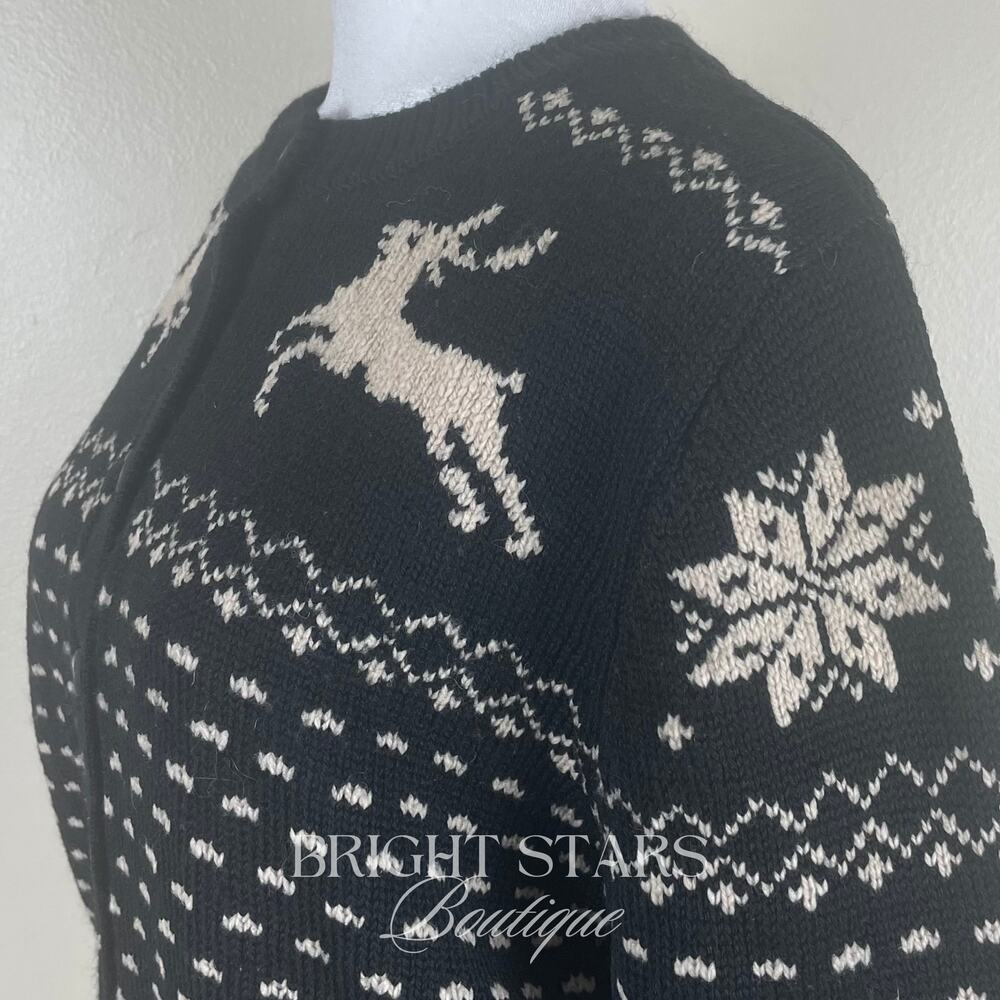 Rare Reindeer Cardigan ASO Sabrina The Teenage Witch Black Cream Vintage Holiday - Picture 10 of 11
